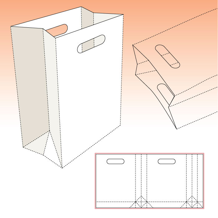 Faltplan für eine Papiertüte